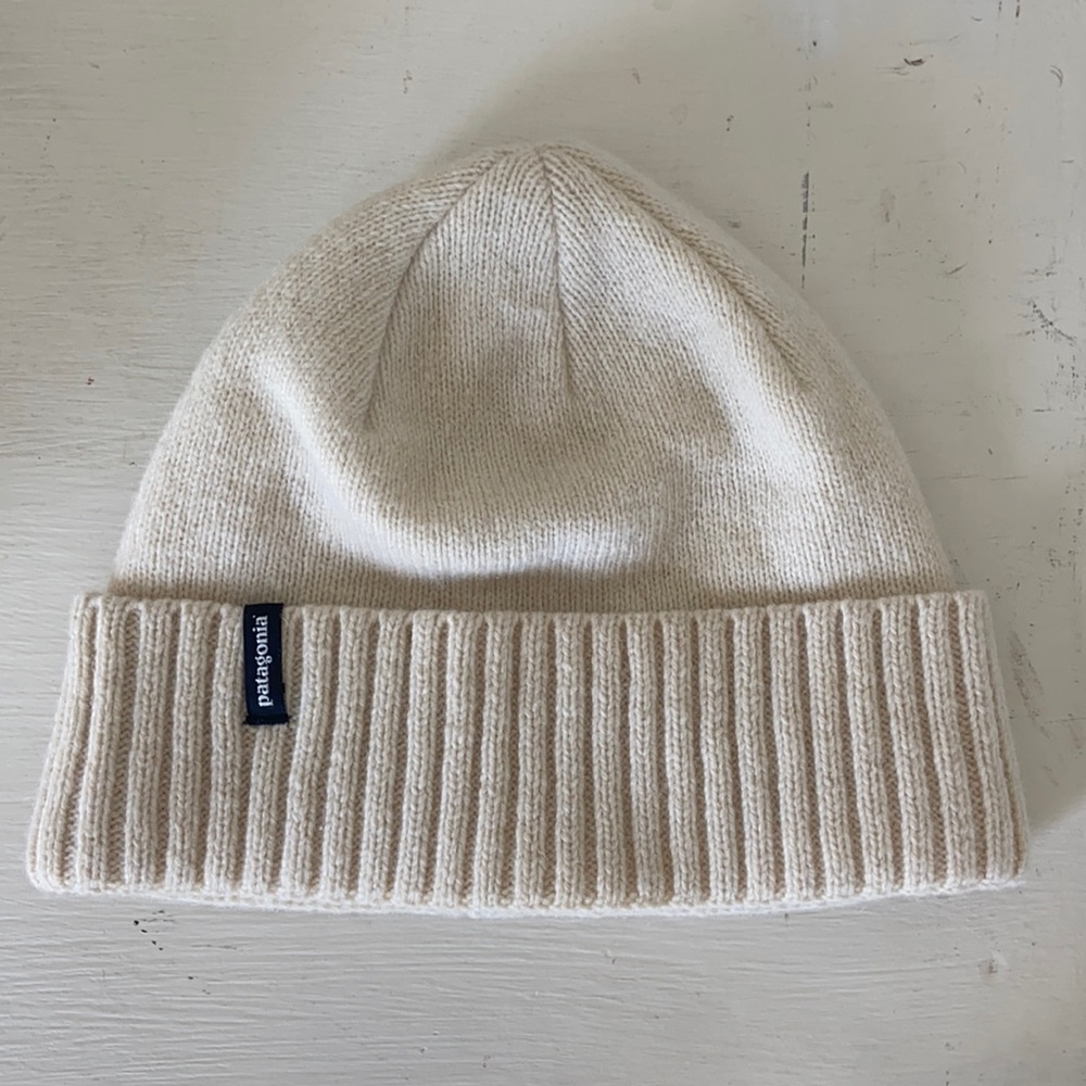 Patagonia cream colored beanie